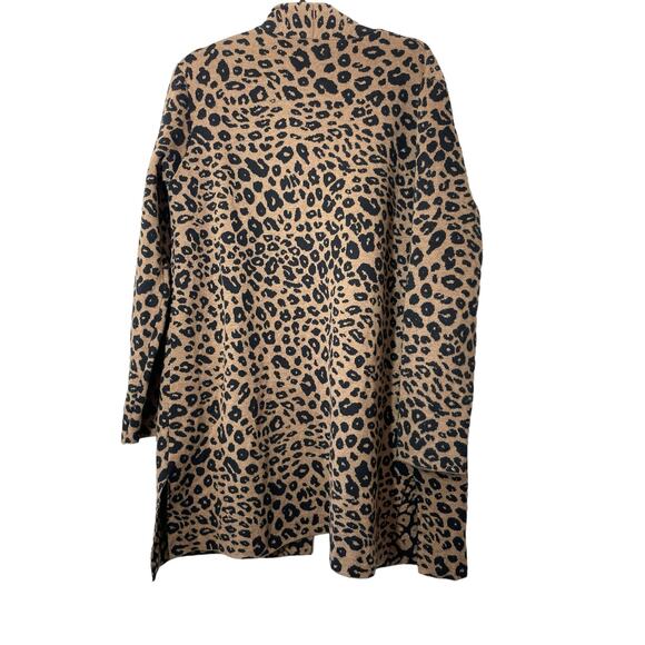 Ruby Rd Road Animal Print Cardigan Open Sz Large Black Brown Leopard  Mob Wife - Picture 2 of 5